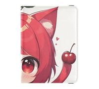 siphylline Cute Cherry Cat Anime Leather Passport Holders Card Holder Passport Case Passport Holder Lightweight