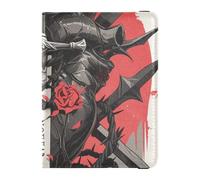 siphylline Dark Style Daggers and Human Heart Black and Red Leather Passport and Vaccine Card Wallet Combo Travel Documents Organizer Protector Passport Cover Holder Wallet Case Lightweight