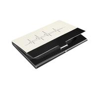 siphylline Doctors Electrocardiogram Ultra-thin travel business card holder With Leather & Stainless Steel credit card cover for Women or Men