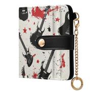 siphylline Doodle Rock Guitar Stars Ladies Folding Coin Wallet Unique Premium PU Leather Wallet for Women