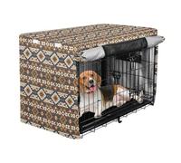 siphylline Ethnic Style Abstract Pattern Coffee Blue Crate Covers for Dog Cages Kennel Covers for Puppy Rollers Shades