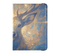 siphylline Fantastic Deer Mysterious Color Leather Passport and Vaccine Card Wallet Combo Travel Documents Organizer Protector Passport Cover Holder Wallet Case Waterproof
