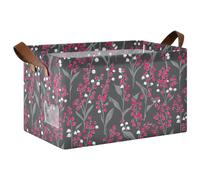 siphylline FinlLily Of The Valley Gray Magenta Decorative Shelf Baskets Storage Cube Basket Bins with Handles Multipurpose Foldable Storage Organizer for Makeup Books Shelves Living Room