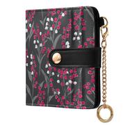 siphylline FinlLily Valley Gray Magenta Ladies Bifold Wallet Fancy Minimalist PU Leather Wallet for Girls Women Ladies