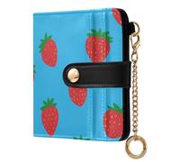siphylline Flat Cute Strawberry Ladies Premium Foldable Wallet Portable Everyday PU Leather Wallet for Women Boys Girls