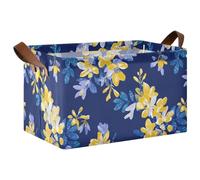 siphylline Flower Charcoal Indigo Decorative Fabric Storage Baskets Sturdy Organizer Bins with Handles Sturdy Closet Organizer for Closet Cloth Toy Gift