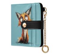 siphylline Funny Animal Fox Ladies Slim Foldable Wallet Waterproof Everyday PU Leather Wallet for Women Boys Girls