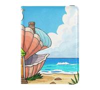 siphylline Funny Cartoon Seagull Shell House Leather Passport Holder Cover Vaccine Card Holder Cover Combo Passport Holder Case Lightweight