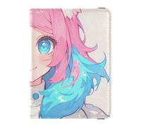 siphylline Funny Cute Peach Cat Anime Leather Passport Holder Covers Case Vaccine Case Protector Cover Document Organizer Holder Accessories Waterproof