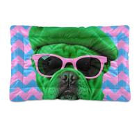 siphylline Funny Dog Pink Blue Stripes Pop Art Dog Cat Bed Non-Slip Soft Comfortable Pet Kennel Beds for Large Jumbo Medium Small Dogs 36" x 24"