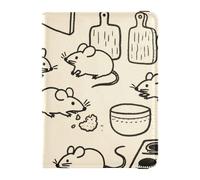 siphylline Funny Kitchen Animal Beige Leather Passport Holder Cover Wallet Passport Wallet Badge ID Vaccine Card Holder Lightweight