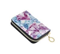siphylline Geometic Sweet leather credit card holder wallet With 2 cash slot RFID Blocking card organizer with zipper