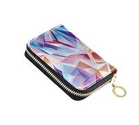 siphylline Geometic Sweet leather womens card holder wallet With 2 cash slot RFID Blocking mens card holder with zipper