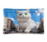siphylline Giant White Cat Surrealism Pet Sleeping Mat Soft Comfortable Anti-Slip Bottom Pet Bed for Large Jumbo Medium Small Dogs 24" x 18"