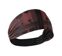 siphylline Gothic Dark Red Web Hearts Lines no slip womens headband Stretchy head for women for tennis Athletic Sports make up Workouts