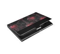siphylline Gothic Darkness Red Chain Hearts Slim portable business card holder With Leather & Stainless Steel credit card holder for Women or Men