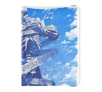 siphylline Gothic Style Skull Musician Shteet Music Score Blue Leather Passport Holder Cover Wallet Vaccine Card Holder Cover Combo Passport Cover with RFID Blocking Waterproof