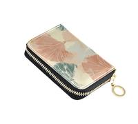 siphylline Greek Pastel Gingko leather wallet card holder women With 2 cash slot RFID Blocking credit card protector with zipper