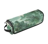 siphylline Hair Tools Travel Bag and Heat Resistant Mat Heating Tools Travel Bag Organizer for Straigheners, Curling Iron, Hair Dryer, Green Chinese Style Landscape Painting Women Essentials Storage,