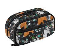 siphylline Halloween Cute Cat Glasses Easy To Organize School Supplies Compartment Pencil Case for Women