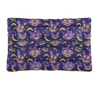 siphylline Halloween Scary Cheshire Cat Pet Bed Mat Soft Anti-Slip Cat Kennel Crate Pad for Large Jumbo Medium Small Dogs 36" x 24"