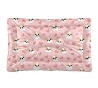 siphylline Happy Heart Cartoon Dog Blush Pet Mattress Non-Slip Soft Comfortable Pet Bed for Large Jumbo Medium Small Dogs 24" x 18"