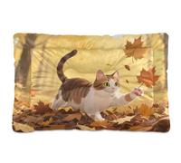 siphylline Hello Fall Autumn Cat Maple Dog Sleeping Mattress Soft Comfortable Anti-Slip Bottom Pet Mat for Large Jumbo Medium Small Dogs 36" x 24"