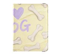 siphylline I Love Dog Bone Yellow Leather Passport Holder Covers Case Passport Case Travel Documents Wallet Document Organizer Holder Accessories Ultra Slim