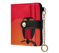 siphylline Indian Owl Thunder Red Women's Folding Card Wallet Convenient Compact PU Leather Wallet for Women Girls