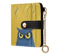siphylline Indian Owl Thunder Yellow Ladies Lightweight Foldable Wallet Convenient Compact PU Leather Wallet for Girls Women Ladies