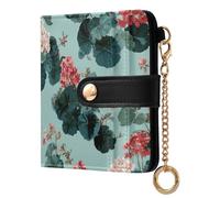 siphylline Japanese Begonia Green Pink Women's Folding Wallet Convenient PU Leather Folding Wallet for Women Boys Girls