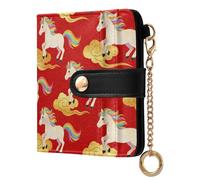 siphylline Japanese Cloud Horse Red Ladies Lightweight Foldable Wallet Cute Minimalist PU Leather Wallet for Women Boys Girls