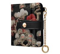 siphylline Japanese Style Tree Pearl Black Ladies Slim Foldable Wallet Convenient Everyday PU Leather Wallet for Women Boys Girls