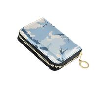 siphylline Jon Klassen Style Camouflage Design Sky Blue leather card wallet With 9 cards slot RFID Blocking credit card organizer with zipper
