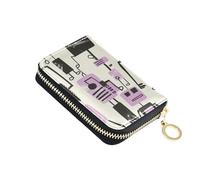 siphylline Jon Klassen Style Robots Design Purple leather mens card holder wallet With 9 cards slot RFID Blocking men's card & id cases with zipper