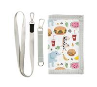 siphylline Junk Food Animals Simple trifold holder with money clip for credit cards cool trifold wallet for men with lanyard, junk food animals simple, One Size