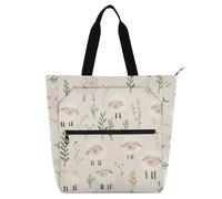 siphylline Kids Tote Bag Piano Book Bag for Boys Girls Women, Childish Animal Sheep Ash Floral Sturdy School Beach Bag Shopping Bag with Zipper for School Work Travel