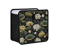 siphylline Leak-Proof Foldable Blue Trash can Portable Accessories for Women Interior Cute Fit for All Cars 4L - Elegant Water Lily Gold Green