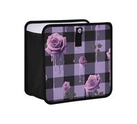 siphylline Leak-Proof Foldable Garbage bin Multipurpose car Trash can for Women Fit for All Cars 6L - Purple Plaid Roses