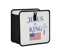 siphylline Leak-Proof Foldable Plastic Trash can Leak-Proof & Spill-Proof Garbage can for car Car Accessories for Women Men 6L - Jesus is King Flag White
