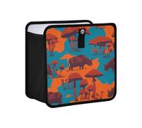 siphylline Leak-Proof Foldable Plastic Trash can Waterproof car Garbage can with lid Fit for All Cars 6L - Lazy Buffalo Mushroom Blue Orange