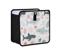 siphylline Leak-Proof Foldable Small Trash can Leak-Proof & Spill-Proof mini Trash can for car for Women Men Road Trip Essentials 6L - Cute Cartoon Tropical Shark White