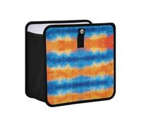 siphylline Leak-Proof Foldable Trash bin Waterproof & Odor-Free mini Trash Bags for car for SUV, Truck & Minivan 4L - Blue Orange Striped Tie-dye Pattern