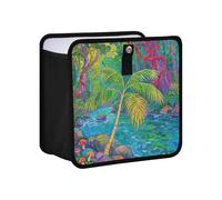 siphylline Leak-Proof Foldable Trash can and Multipurpose Trash can for Back seat for Women Men Road Trip Essentials 6L - Oil Painting Tropical Jungle River