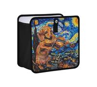 siphylline Leak-Proof Foldable Trash can mini Waterproof & Odor-Free Trash can for Cars SUV for SUV, Truck & Minivan 4L - Dachshund Dog Van Gogh's Starry Night