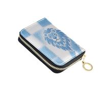 siphylline Leo Blue White Checker leather card wallets for women With 9 cards slot RFID Blocking men's card & id cases with zipper