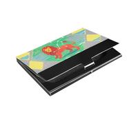 siphylline Leo Crayon Drawing Style Green Yellow Ultra-thin business card holder With Leather & Stainless Steel credit card holder for Women or Men