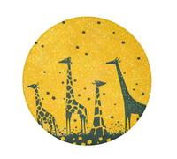 siphylline Long Pile Round rug for dorm Giraffe Yellow Stars