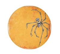 siphylline Long Pile Round rug for dorm Spooky Skeleton Insect Bone Orange