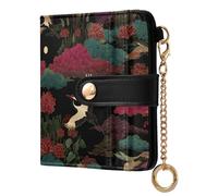 siphylline Luxury Crane Cloud IslGold Black Women's Small Folding Wallet Waterproof PU Leather Wallet for Girls Women Ladies